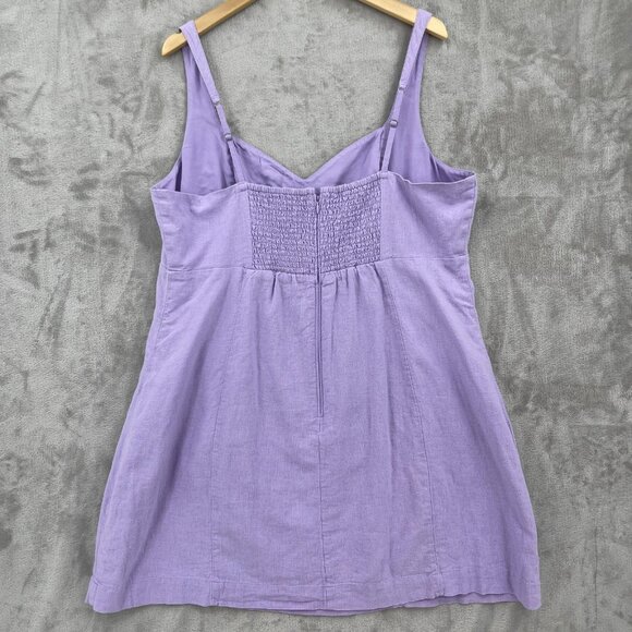 Abercrombie & Fitch Linen Blend Smocked Back Mini Dress Lavender - Picture 4 of 14